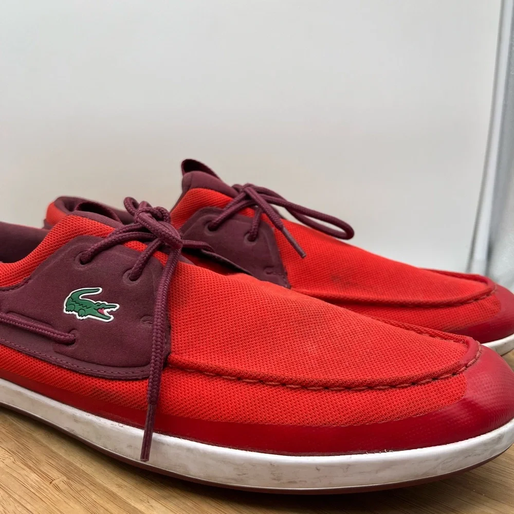 Lacoste Men's Landsailing Red Size 12 Boat Loafers‎ Comfort Shoe.